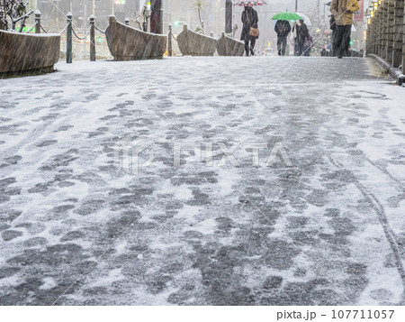 雪の日の歩行者・東京 107711057