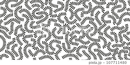 Monochrome doodle pattern. Funny pattern. Black curves on white background. Monochrome doodle pattern. Funny pattern. Black curves on white background. 107711480