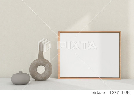 Horizontal frame, table decor. Frame mockup. 107711590