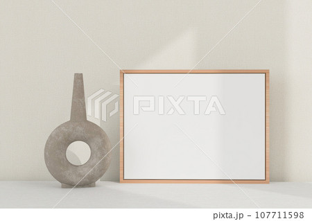 Horizontal frame, table decor. Frame mockup. 107711598