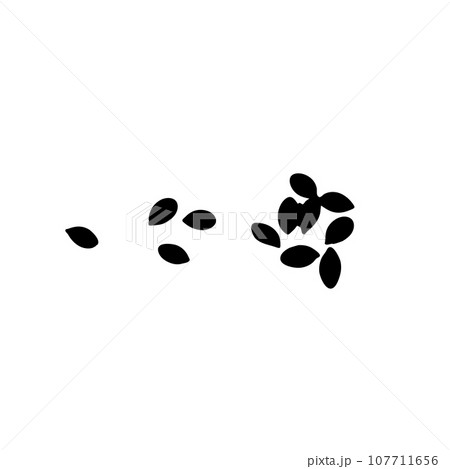 Pumpkin Seeds Icon, Pepita Grains Silhouette Isolated, Scattered Healthy Nuts Pictogram, Pumpkin Seed Group 107711656