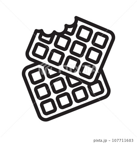 Belgian Waffle Icon, Waffled Cookie Logo, Soft Belgium Waffles, Wafer Biscuit Breakfast on White Background 107711683