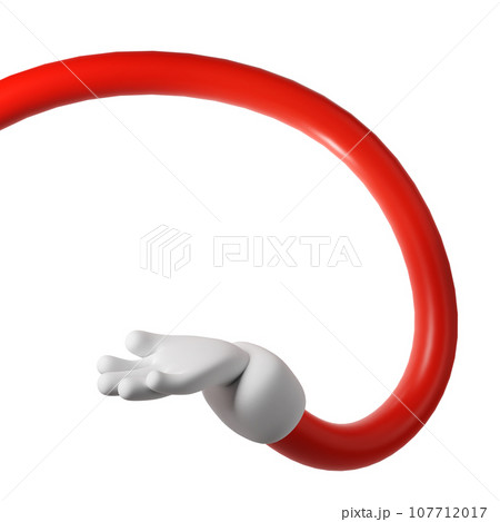 Cute cartoon hand 3D open palm hand of Santa Claus Christmas icon. Rendering winter take, giving, holding something. Friendly funny style on white background gesture illustration 107712017