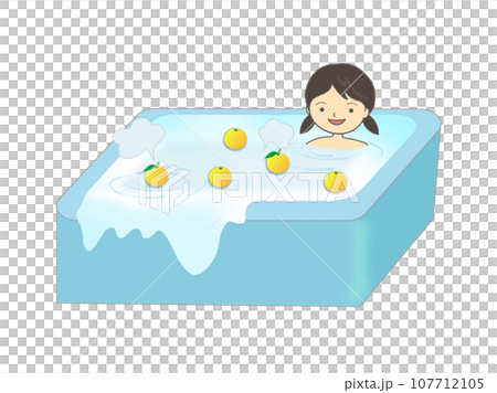 A girl taking a yuzu bath on the winter solstice 107712105