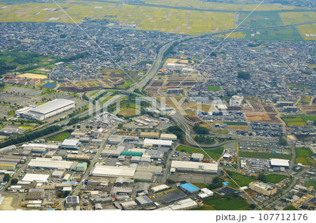 熊本空港インターチェンジ 空撮 熊本空港インターチェンジ 空撮 107712176