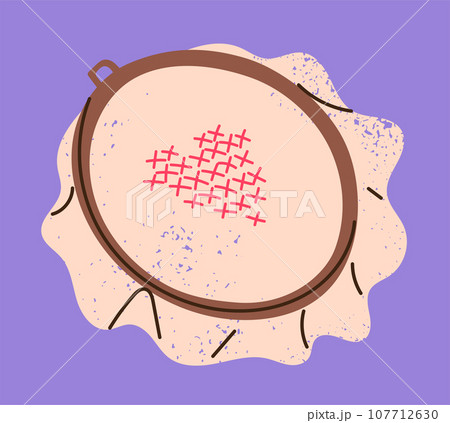 Hoop embroidery cross stitch vector Hoop embroidery cross stitch vector 107712630