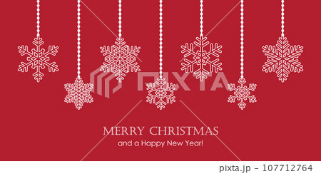christmas card with hanging snowflakes isolated vector illustration christmas card with hanging snowflakes isolated vector illustration 107712764