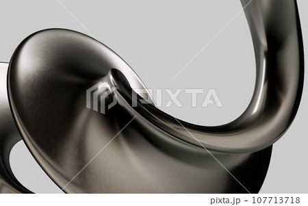 Abstract beautiful modern illustration of flowing swirl, twisted pipe in gradient metallic gray color on a gray background. Modern header with light slate gray, pastel gray and dark slate gray colors 107713718
