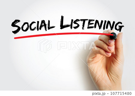 Social Listening - process of understanding the online conversation about a company or brand, text concept background 107715480