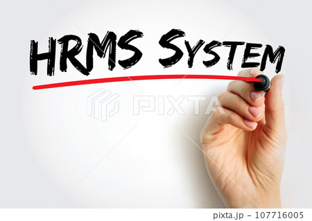 HRMS Human Resource Management System - suite of software applications used to manage human resources and related processes, acronym text concept background 107716005