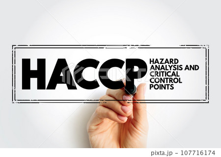 HACCP - Hazard Analysis and Critical Control Points stamp acronym, concept background HACCP - Hazard Analysis and Critical Control Points stamp acronym, concept background 107716174