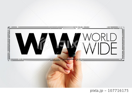 WW - World Wide stamp acronym, business concept background 107716175