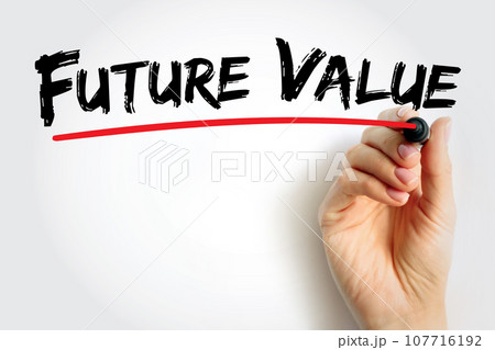FV - Future Value is the value of an asset at a specific date, acronym text concept background 107716192