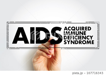 AIDS - Acquired Immune Deficiency Syndrome acronym, health concept stamp AIDS - Acquired Immune Deficiency Syndrome acronym, health concept stamp 107716343