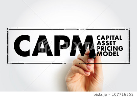 CAPM Capital Asset Pricing Model - relationship between systematic risk and expected return for assets, acronym text concept stamp 107716355