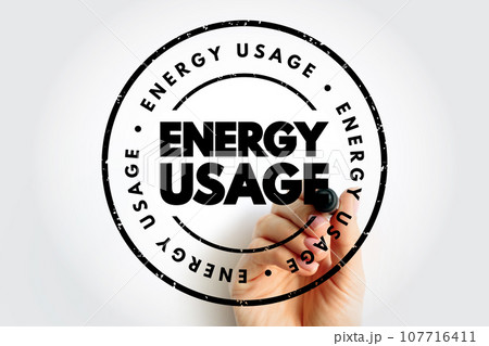Energy Usage text stamp, concept background 107716411