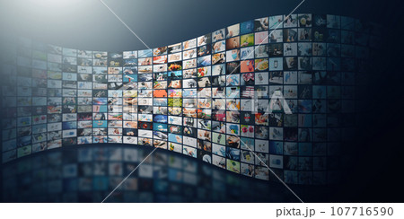 Multiple television screens with remote control Multiple television screens with remote control 107716590
