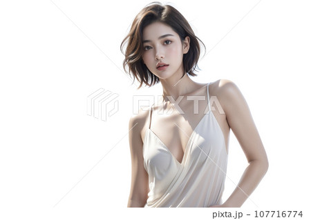 白い服の女性のポートレート（AI生成画像） 107716774