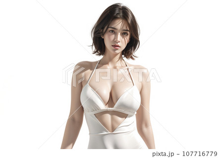 水着姿の女性のポートレート（AI生成画像） 107716779