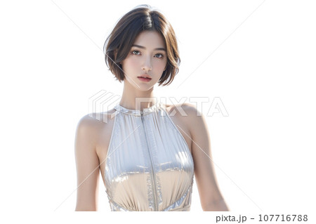 ショートボブの女性のポートレート（AI生成画像） 107716788