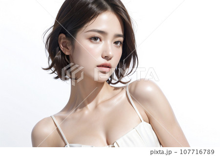 ショートボブの女性のポートレート（AI生成画像） 107716789