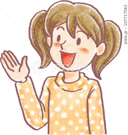 クレヨン画風人物_小学生_女の子_案内する クレヨン画風人物_小学生_女の子_案内する 107717062