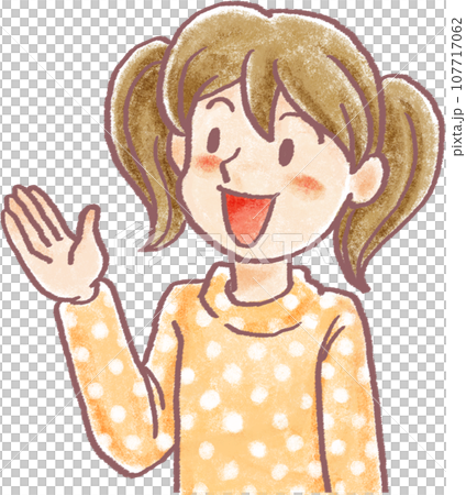 Crayon drawing style person_elementary school student_girl_guiding 107717062