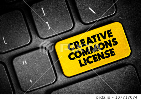 Creative Commons license - one of several public copyright licenses that enable the free distribution of an otherwise copyrighted work, text button on keyboard, concept background Creative Commons license - one of several public copyright licenses that enable the free distribution of an otherwise copyrighted work, text button on keyboard, concept background 107717074
