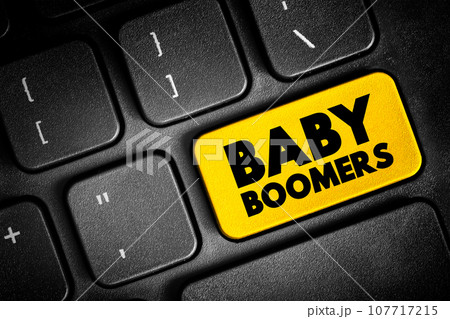 Baby Boomers - demographic cohort following the Silent Generation and preceding Generation X, text concept button on keyboard 107717215