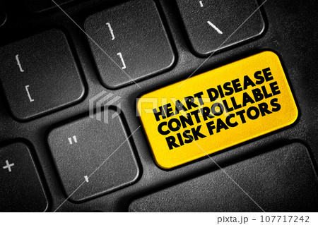 Heart Disease Controllable Risk Factors text concept button on keyboard for presentations and reports Heart Disease Controllable Risk Factors text concept button on keyboard for presentations and reports 107717242