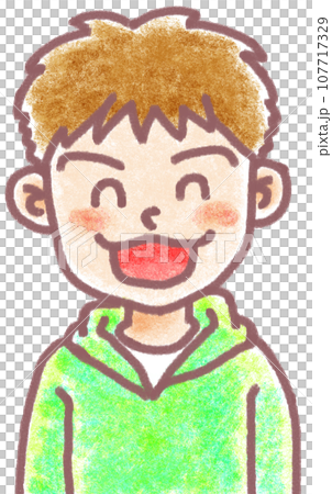 蠟筆畫風格人物_小學生_男孩_微笑 蠟筆畫風格人物_小學生_男孩_微笑 107717329