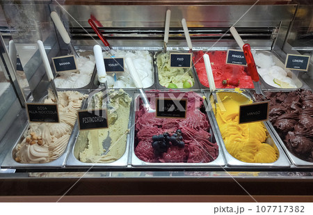 Italian ice cream in cafe 107717382