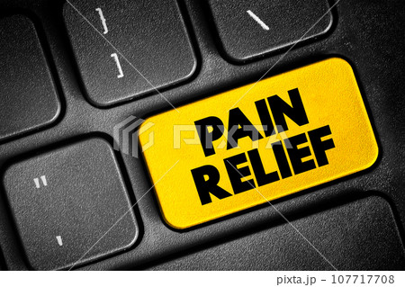 Pain Relief text button on keyboard, medical concept background Pain Relief text button on keyboard, medical concept background 107717708