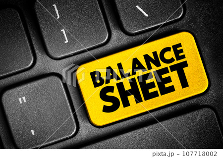 Balance sheet - summary of the financial balances of an individual or organization, text concept button on keyboard 107718002