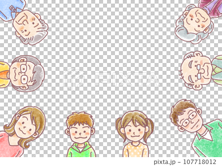 手描き風人物表情セット 107718012