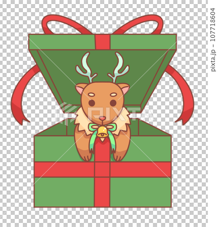 禮品盒中馴鹿的插圖 禮品盒中馴鹿的插圖 107718604