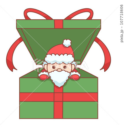 プレゼントボックスに入っているサンタのイラストのイラスト素材