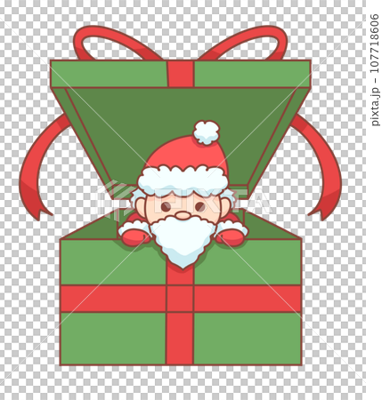 Illustration of Santa in a gift box 107718606