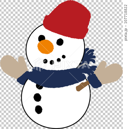 Stylish and cute Christmas and New Year winter event vector illustration with smiling snowman lines red and navy blue 107718822