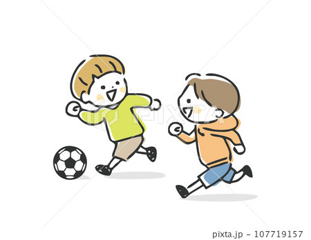 サッカーでボール遊びをする子供 サッカーでボール遊びをする子供 107719157