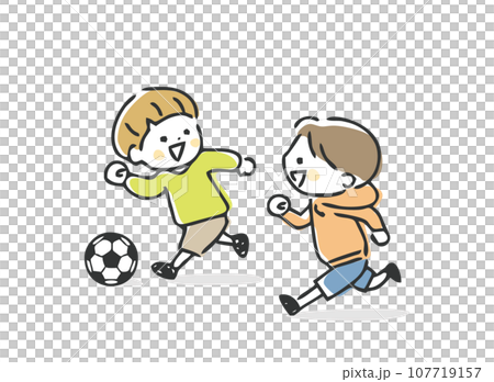 child playing soccer ball 107719157