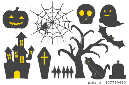 ハロウィンのシルエットイラスト ハロウィンのシルエットイラスト 107719450