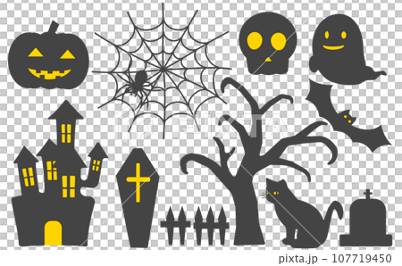 ハロウィンのシルエットイラスト ハロウィンのシルエットイラスト 107719450