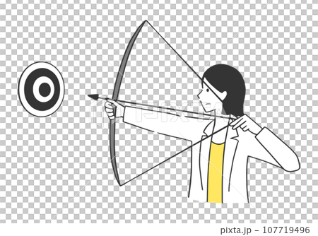 用弓瞄準目標的女商人插畫素材 107719496
