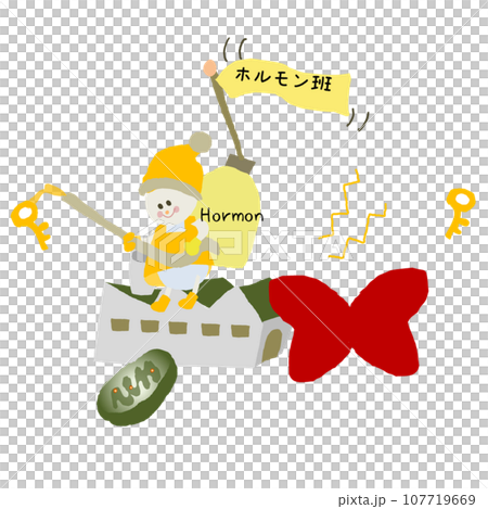 Cute illustration of thyroid gland and thyroid hormone mitochondria Cute illustration of thyroid gland and thyroid hormone mitochondria 107719669