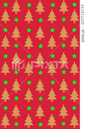 クリスマスツリーと星のパターン　背景 107719733