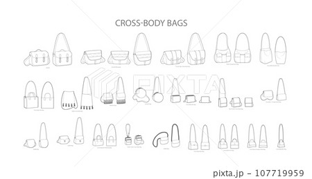Set of Cross-Body Bags silhouette. Fashion...のイラスト素材 [107719959] - PIXTA