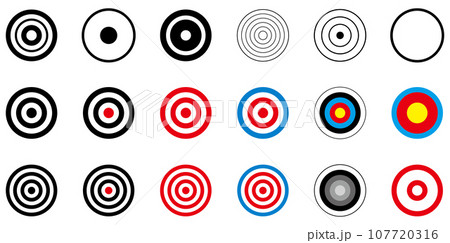 弓の的、ターゲットのベクターイラストセット 弓の的、ターゲットのベクターイラストセット 107720316