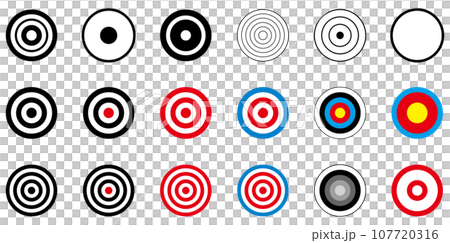 弓の的、ターゲットのベクターイラストセット 弓の的、ターゲットのベクターイラストセット 107720316