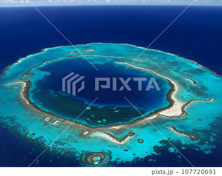 ベリーズ珊瑚礁保護区のブルーホールのイラスト素材 [107720691] PIXTA